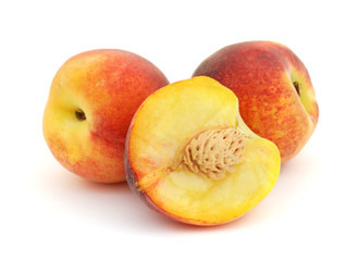 Peaches isolated on white background