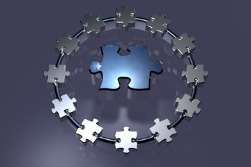 Teamwork - Puzzle - Ring - 3D
