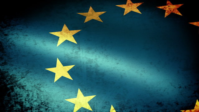 European Union Flag Waving, grunge look