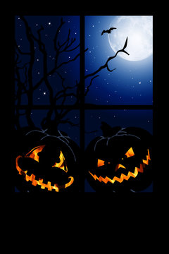 halloween pumpkin looking at window
