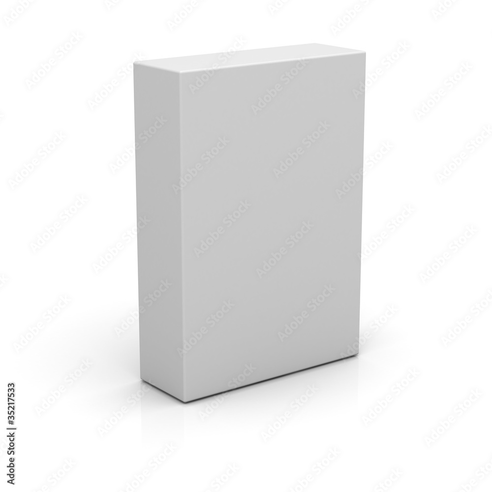 Poster blank box on white background with reflection