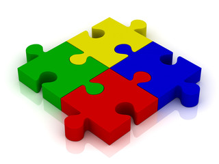 Jigsaw puzzle pieces with reflection
