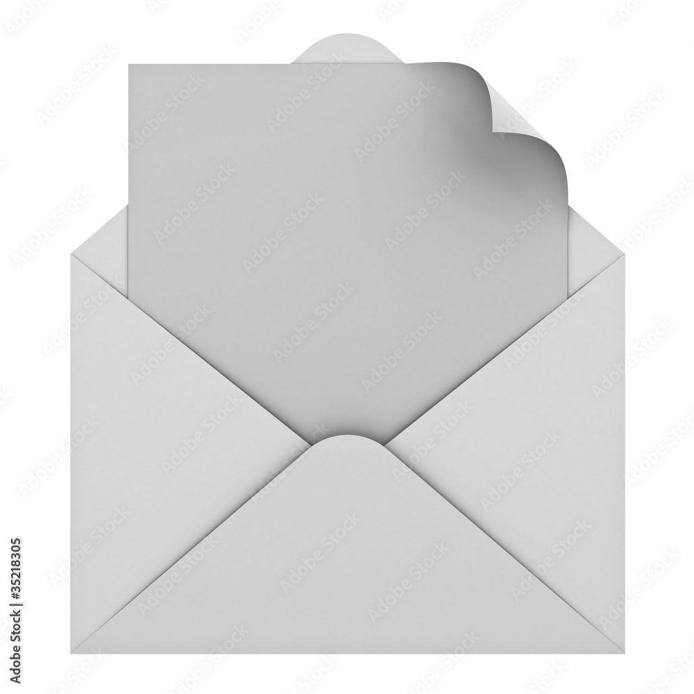 Poster Blank paper with page curl in envelope