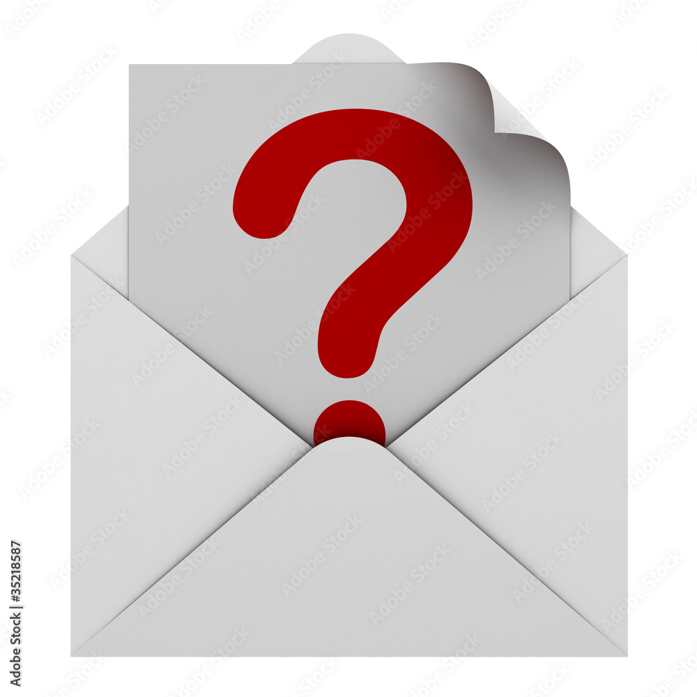 Poster question mark in envelope