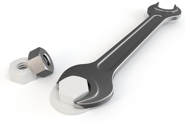 3d fork spanner and nut bolt