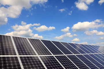Detail of the Solar Power Station in the green summer Nature