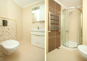 Two sides of a bathroom