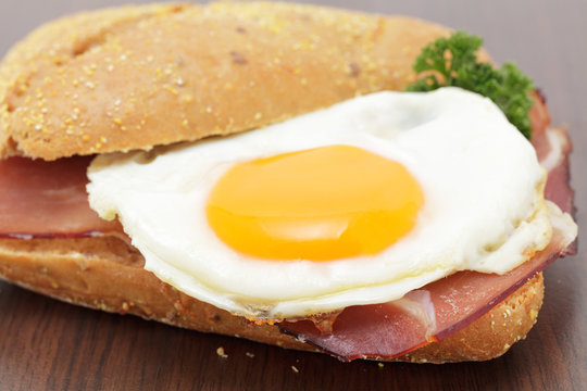 Vollkornbr&ouml;tchen, roher Schinken, Spiegelei