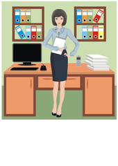 Businesswoman in office. vector