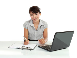 young business woman working with laptop