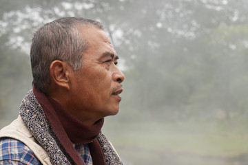 Profile of an Old Man Staring