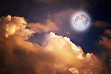 magic moon over the clouds