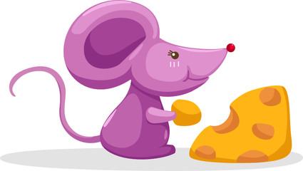 Mouse eating a piece of cheese