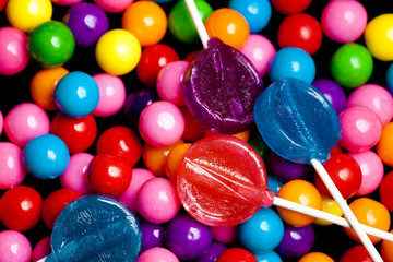 Fototapeta na wymiar Bubblegum and Lollipops up Close
