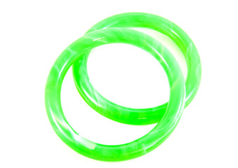 jade bracelets on white background