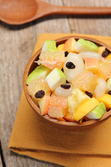 Varieties of fruits salad in a bowl
