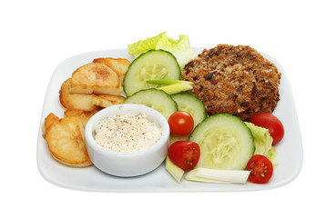 Fish cake and salad