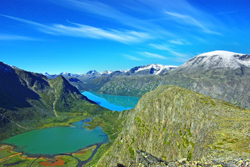 Picturesque Norway mountain landscape. Jotunheimen National Park - obrazy, fototapety, plakaty