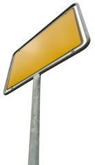 German placement sign isolated with clipping path