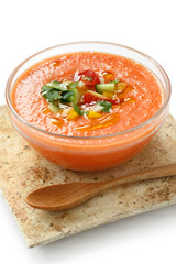 gazpacho , spanish tomato based cold vegetable soup