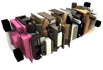 3d render of abstract graffiti floating sculpture