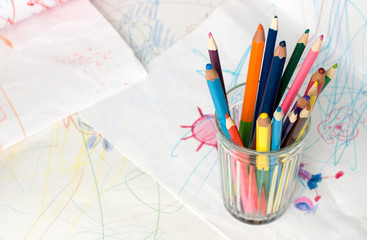 Crayons in a glass