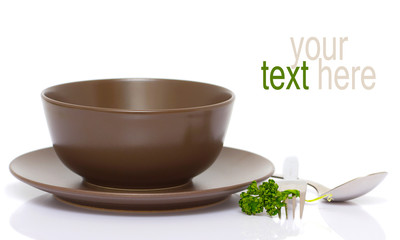 Plates with spoon and fork