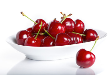 Fresh cherry berries in a plate