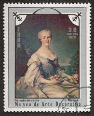 Postal stamp. Portrait lady, 1975