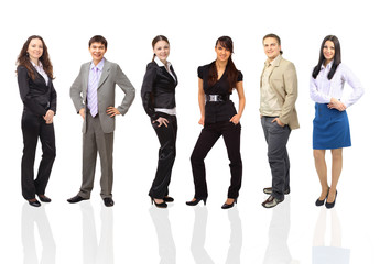 Successful happy business team, isolated on