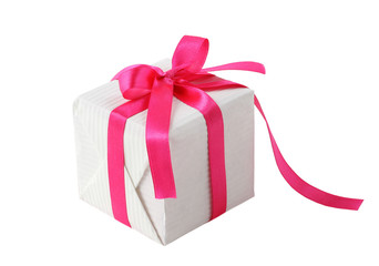 gift box with pink ribbon bow