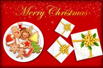 Fototapeta na wymiar Christmas Cookies with Gifts