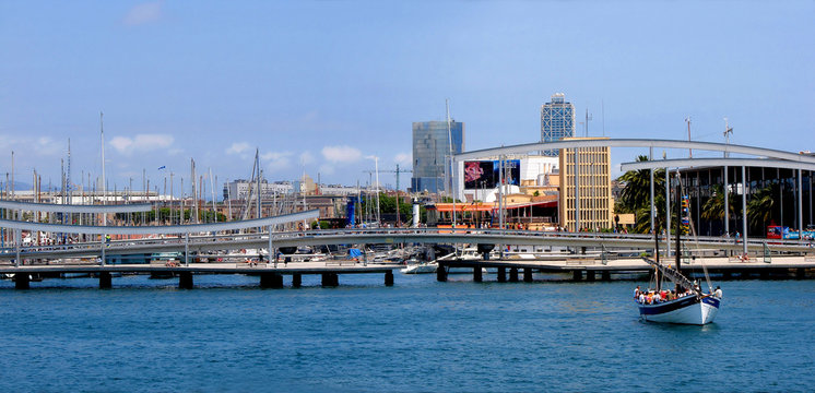 panorama of port of barcelona "Port Well", spain
