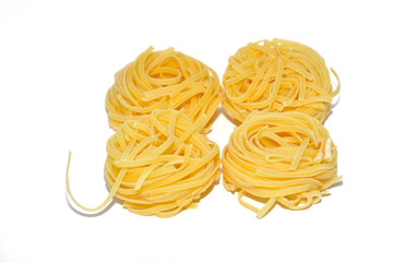 tasty noodles on white background