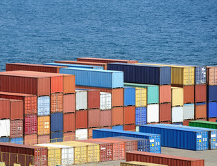 Fototapeta premium warehouse with sea containers