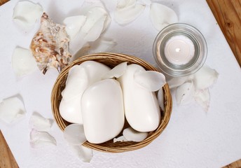 White soaps with seashell