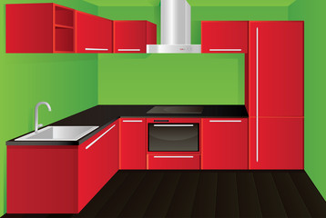 Original modern red kitchen design
