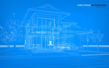 Wire frame background of house