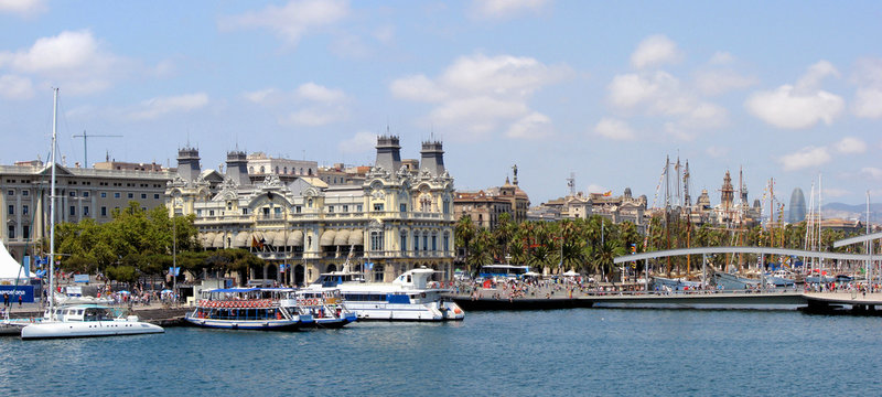 old seaport and quay of barcelona ,spain