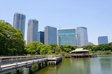 Hamarikyu Gardens in Tokyo, Japan