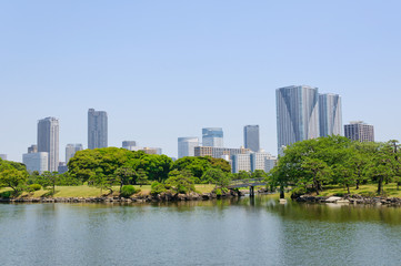 Hamarikyu Gardens in Tokyo, Japan