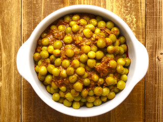 close up of indian green pea curry