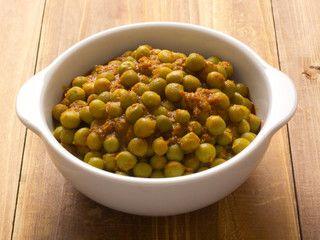 close up of indian green pea curry