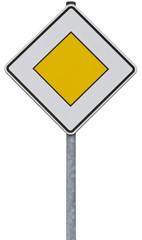 traffic sign: right of way (with clipping path)