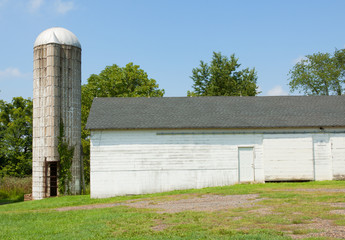 Grain silo on the farmland.