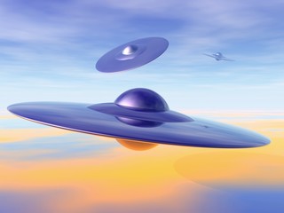 Naklejka na ściany i meble UFO 3D alien invasion