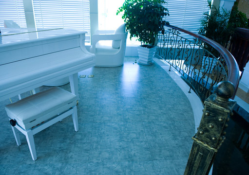 home interior room with piano