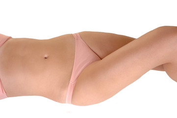 Girl lying in bikini.