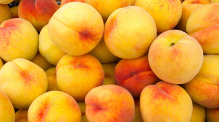 Yellow peaches on display