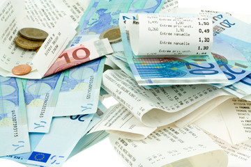 tickets de caisse, argent, vie chère